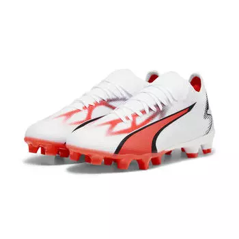 Футбольные бутсы ULTRA MATCH FG/AG женские PUMA Белый Черный Огненная Орхидея Красный