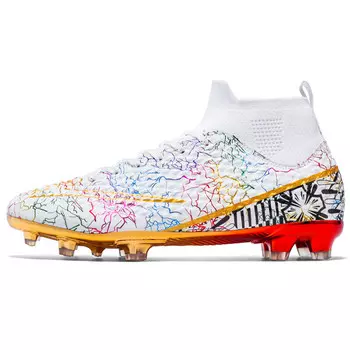 Футбольные бутсы унисекс с высоким верхом многоцветные Double Star 88, цвет Spikes white
