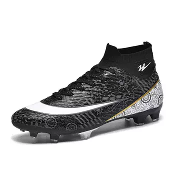 Футбольные бутсы унисекс высокие черные Double Star 88