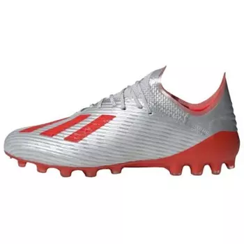 Футбольные бутсы X 19.1 мужские низкие серебристо-красные Adidas
