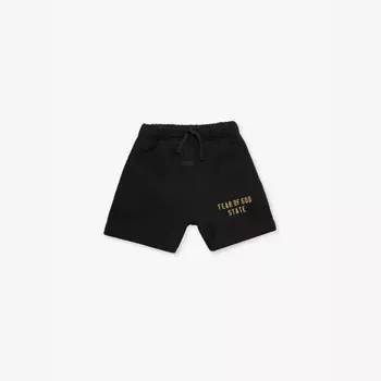 Футбольные шорты из хлопковой смеси с флисом и двумя накладными карманами для детей от 2 до 16 лет Fear Of God Essentials, черный