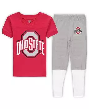 Футбольный пижамный комплект Little Boys Scarlet Ohio State Buckeyes Wes & Willy, красный