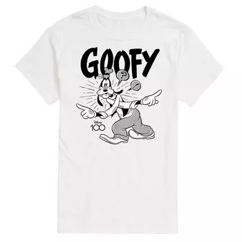 Футболка 100 Big & Tall Goofy Halftone с графическим рисунком Disney, белый