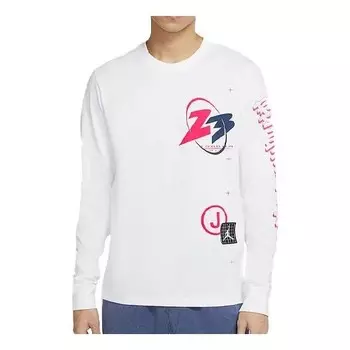 Футболка 23 air print casual sports с круглым вырезом и длинными рукавами Air Jordan, белый