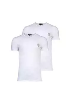 Футболка 2 шт. в упаковке - майка с круглым вырезом эластичный хлопок Versace, белый