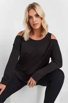 Футболка 2 в 1 с вырезом «бардо» Yours Curve, черный