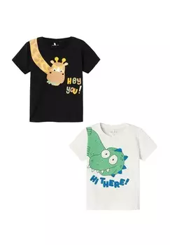 Футболка 2ER-SET STYLISCHES KURZARM RUNDHALS Name it, черный