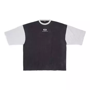 Футболка 3/4 sleeve logo t-shirt 'washed black heather grey' Balenciaga, черный