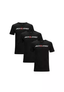 Футболка 3 шт. в упаковке базовая Jack & Jones, черный