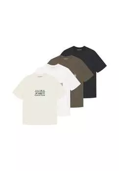 Футболка 4 шт. в упаковке - jcodynamic branding tee crew 4pk хлопковая смесь Jack & Jones, мультиколор