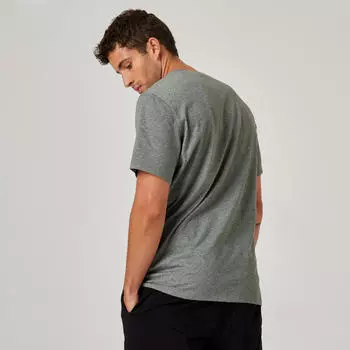 Футболка 500 Fitness Regular Round Neck Хлопок Мужская Синяя DOMYOS, темно-синий