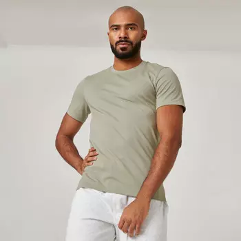 Футболка 500 Fitness Slim Cotton Round Neck Men's Sage Grey DOMYOS, мудрец