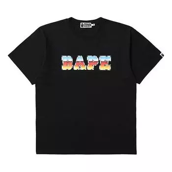Футболка A Bathing Ape Chest Gradient Alphabet Short Sleeve Tee 'Black', черный