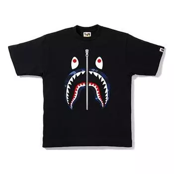 Футболка A Bathing Ape Half Zip Shark Face Tee 'Black'