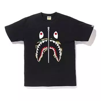 Футболка A Bathing Ape Half Zip Shark Face Tee 'Black'