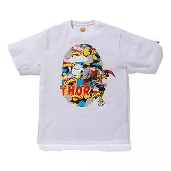 Футболка A Bathing Ape x Marvel Crossover Printing Short Sleeve Tee 'White Thor'
