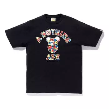 Футболка A Bathing Ape x Medicom Toy Camo College Tee 'Black'