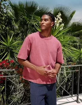 Футболка Abercrombie & Fitch из плотной ткани, укороченная, ржавого цвета