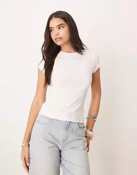 Футболка Abercrombie & Fitch облегающего кроя в рубчик белого цвета