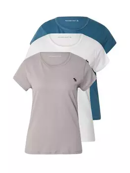 Футболка Abercrombie & Fitch, серовато-бежевый/петролевый/белый