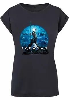 Футболка ABSOLUTE CULT Shirt Aquaman - Circle Poster, цвет navy/cyan blue