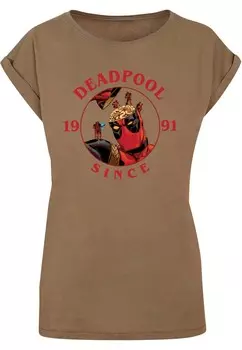 Футболка ABSOLUTE CULT Shirt Deadpool - Brain Damage, хаки