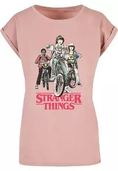 Футболка ABSOLUTE CULT Shirt Stranger Things - Retro Bikers, темно-розовый