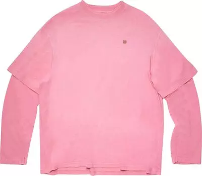 Футболка Acne Studios Layered Long-Sleeve T-Shirt 'Bubblegum Pink', розовый