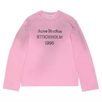 Футболка Acne Studios Logo Long-Sleeve T-Shirt Cotton Candy Pink, розовый