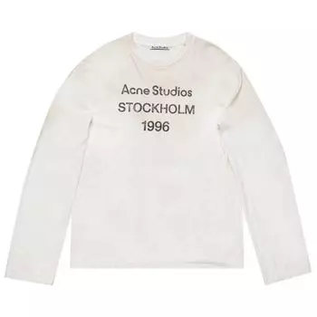 Футболка Acne Studios Logo Long-Sleeve Tee 'Dusty White', белый