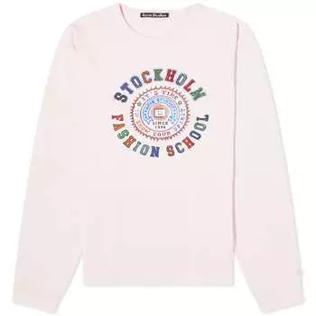 Футболка Acne Studios Long Sleeve Eisen School, светло-розовый