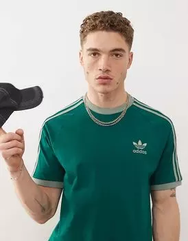 Футболка Adicolor Classics с тремя полосками зеленого цвета adidas Originals