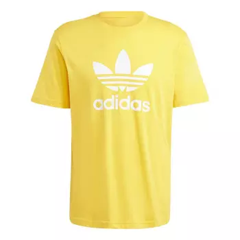 Футболка adicolor trefoil футболка азиатские размеры Adidas, желтый