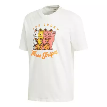 Футболка adidas 3 Cats Graphic Loose Sports Round Neck Cartoon Printing Short Sleeve White, белый