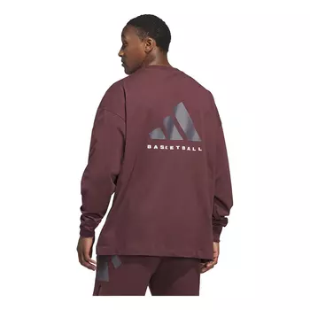 Футболка adidas Basketball Long Sleeve T-Shirt 'Aurora Ruby Brown', бордовый