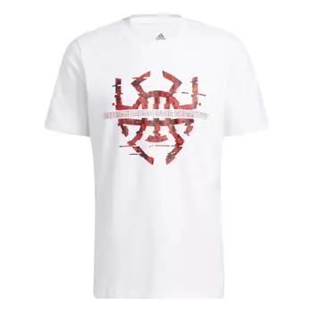 Футболка Adidas Basketball Series Spida Logo Printing Sports Short Sleeve White T-Shirt, Белый