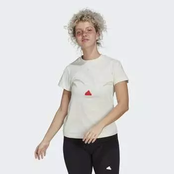 Футболка adidas, бежевый/красный