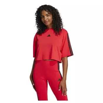 Футболка adidas Essentials 3 Stripes Cotton, красный