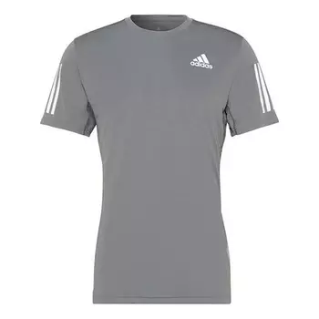 Футболка Adidas Fitness Training Breathable Logo Stripe Sports Short Sleeve Gray T-Shirt, Серый