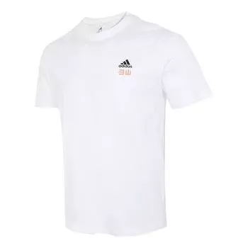 Футболка adidas Iseem Gfx Tee Outdoor Sports Printing Round Neck Short Sleeve Couple Style White, белый