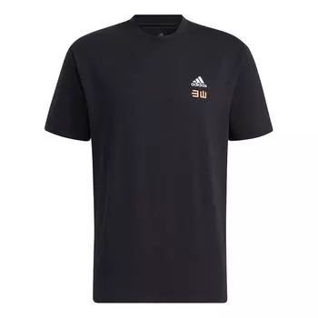 Футболка adidas Iseem Gfx Tee Outdoor Sports Printing Round Neck Short Sleeve Couple Style Black, черный