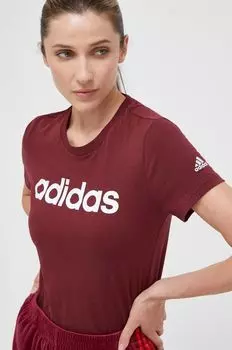 Футболка Adidas из хлопка adidas, бордовый