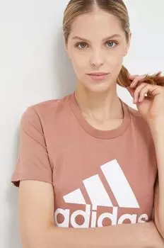 Футболка Adidas из хлопка adidas, оранжевый