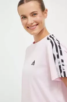 Футболка Adidas из хлопка adidas, розовый