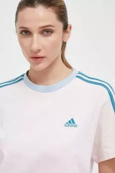 Футболка Adidas из хлопка adidas, розовый