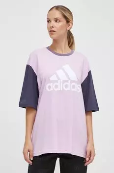 Футболка Adidas из хлопка adidas, розовый