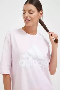 Футболка Adidas из хлопка adidas, розовый