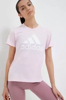 Футболка Adidas из хлопка adidas, розовый