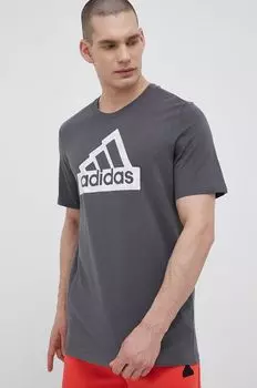 Футболка Adidas из хлопка adidas, серый