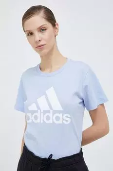 Футболка Adidas из хлопка adidas, синий